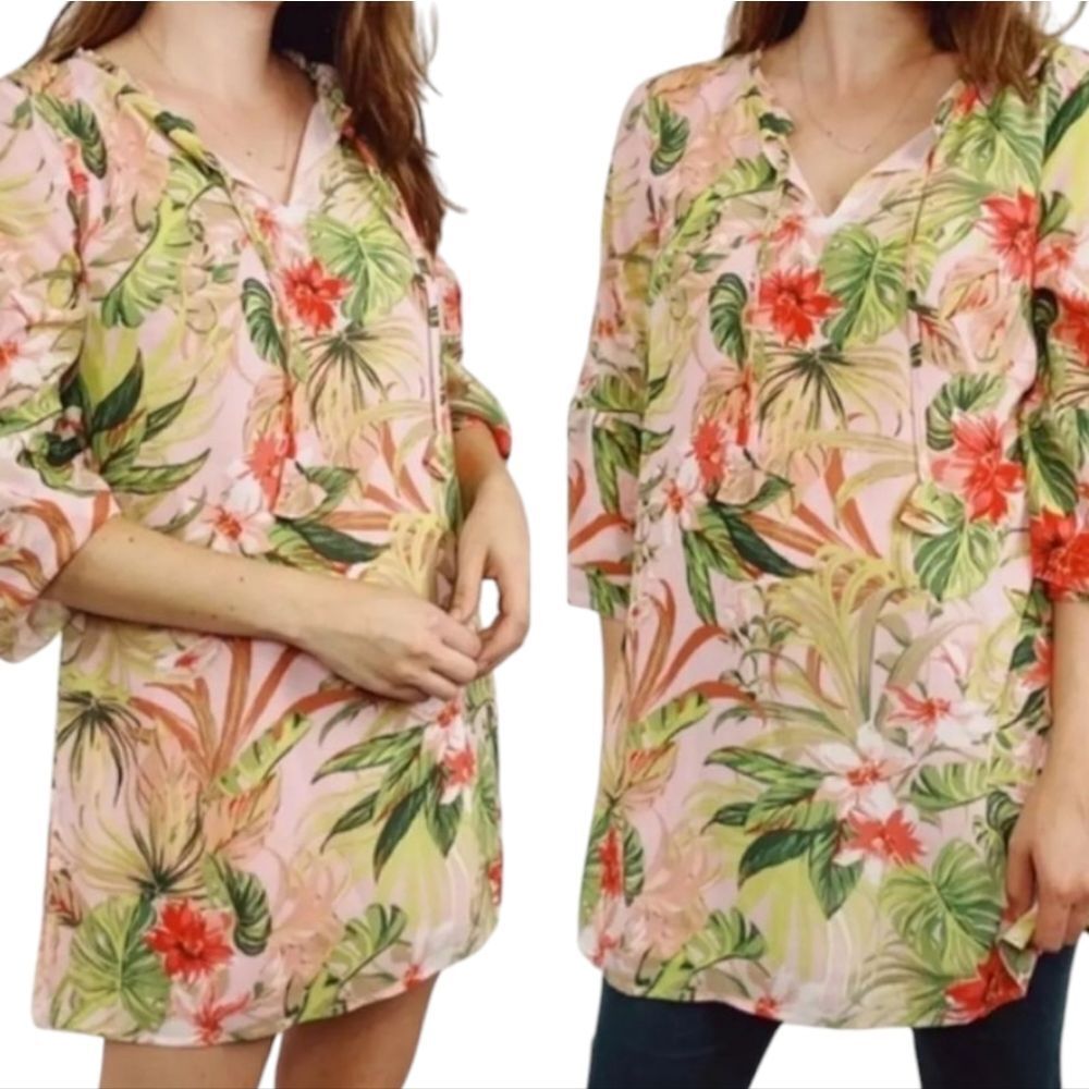 J. Jill Tropical Floral Print Tunic Dress